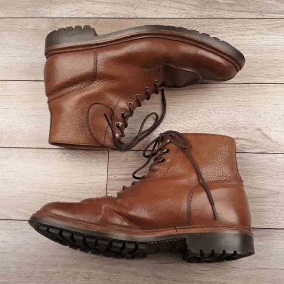 GRENSON Goodyear Brown Leather Sz 11 G Mens Lace Up Split Toe Boots - Picture 3 of 12